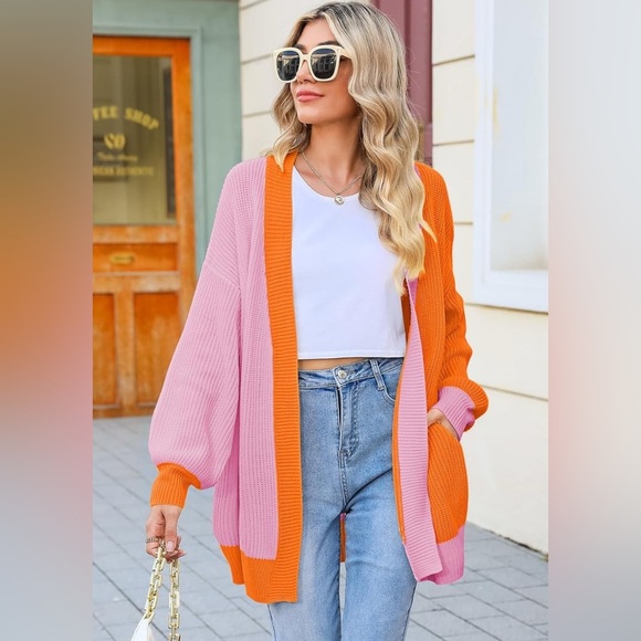 Jackets & Blazers - Retro pink and orange sweater